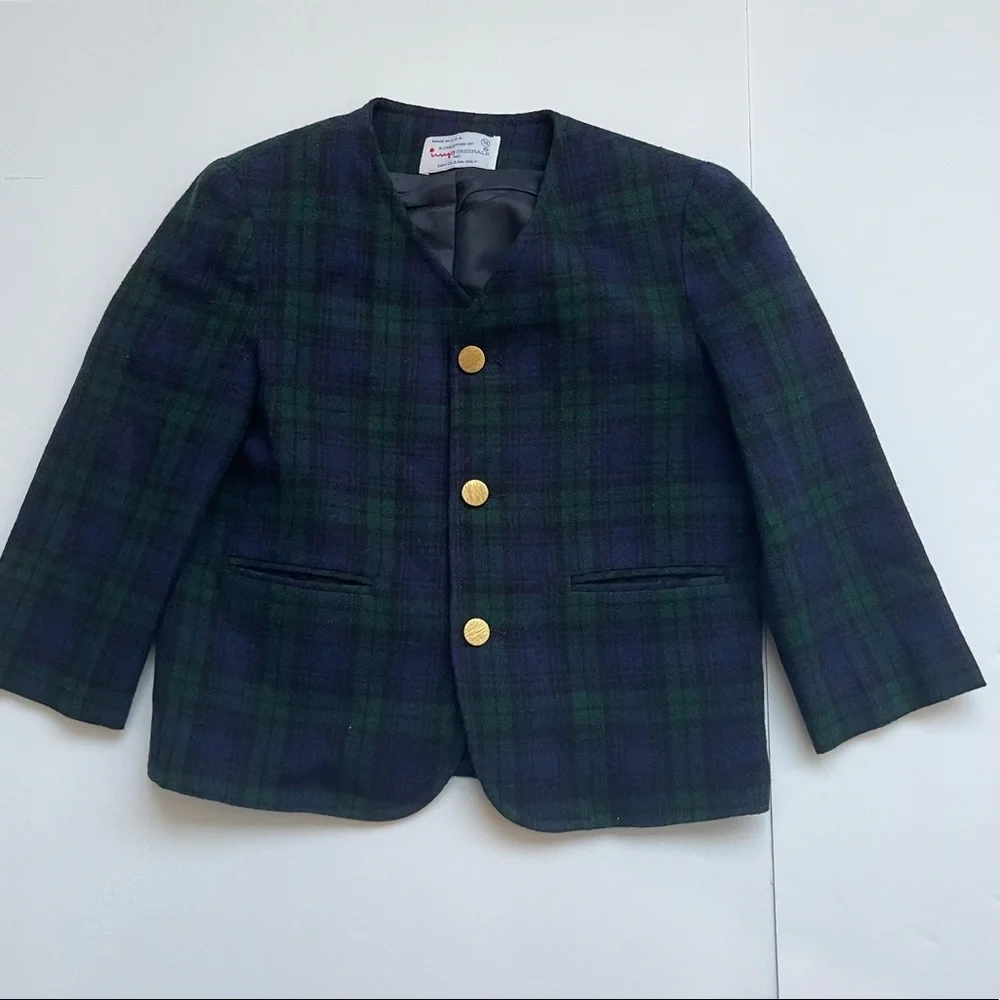 IMP Originals Boys Green/Navy Tartan Wool Holiday Outfit Sz 4